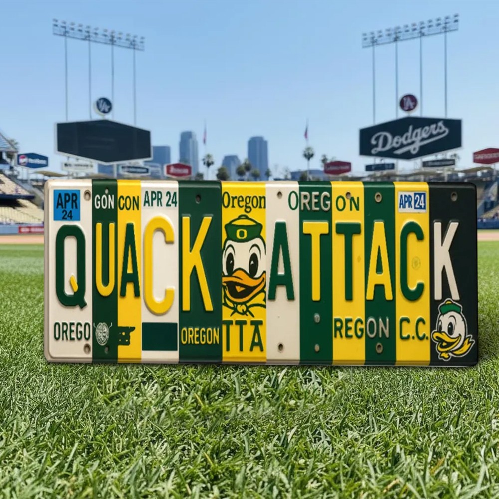 Quack Attack License Plate Sign – Oregon Ducks Wall Art Game Day Decor Christmas Gift
