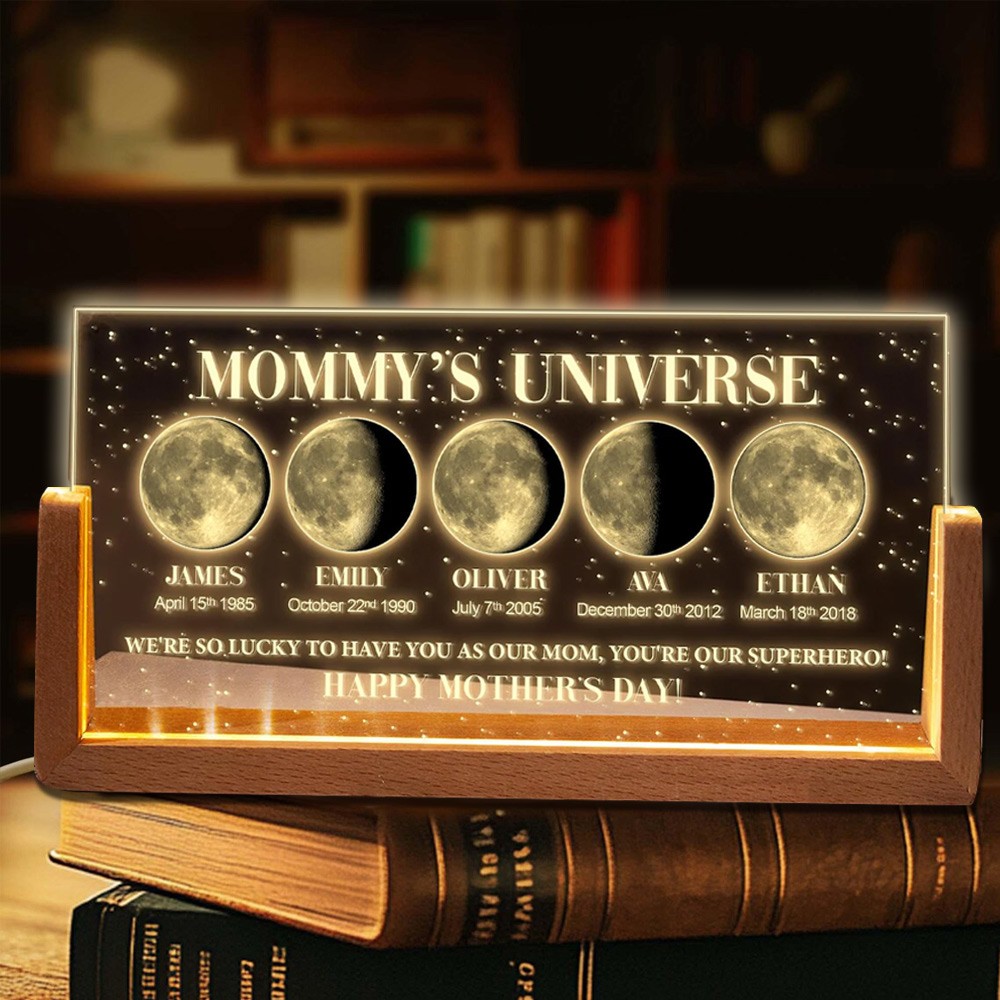 Custom Moon Phase Night Light By Date For Mother's Day Gift The Day You Became Mom