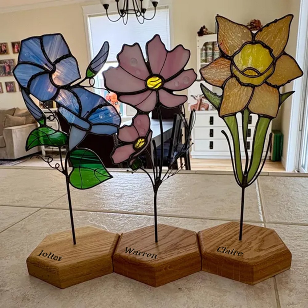 Personalized Birth Month Flower Garden Plant Stake For Mom or Grandma Christmas Gift