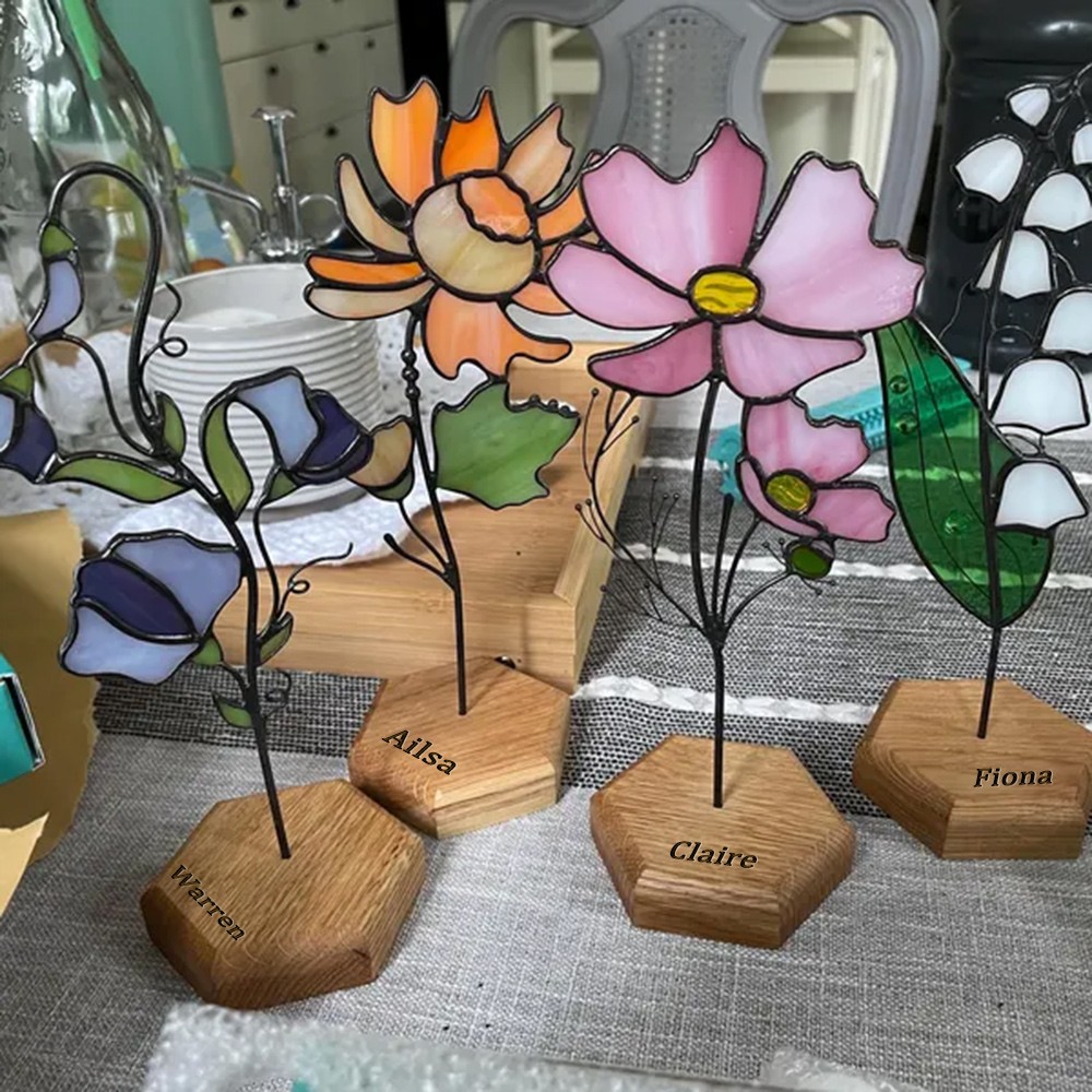 Personalized Birth Month Flower Garden Plant Stake For Mom or Grandma Christmas Gift