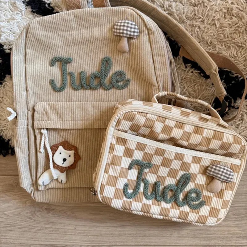 Custom Kids Backpack and Lunchbag With Name Toddler School Bag For Back To School Girls Boys Gift