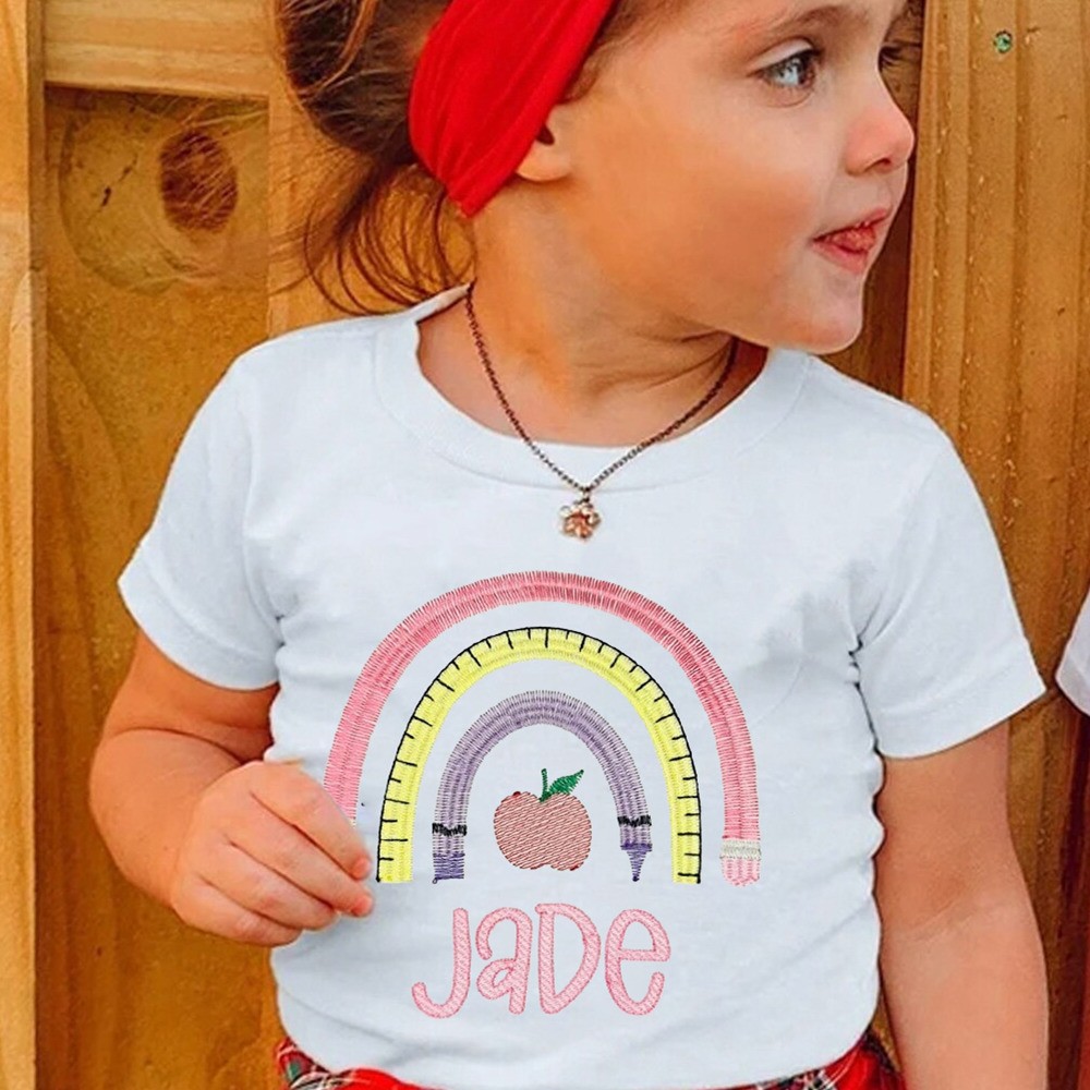 Personalized Embroidered Back to School Shirt First Day of School Shirt For Kids Gift