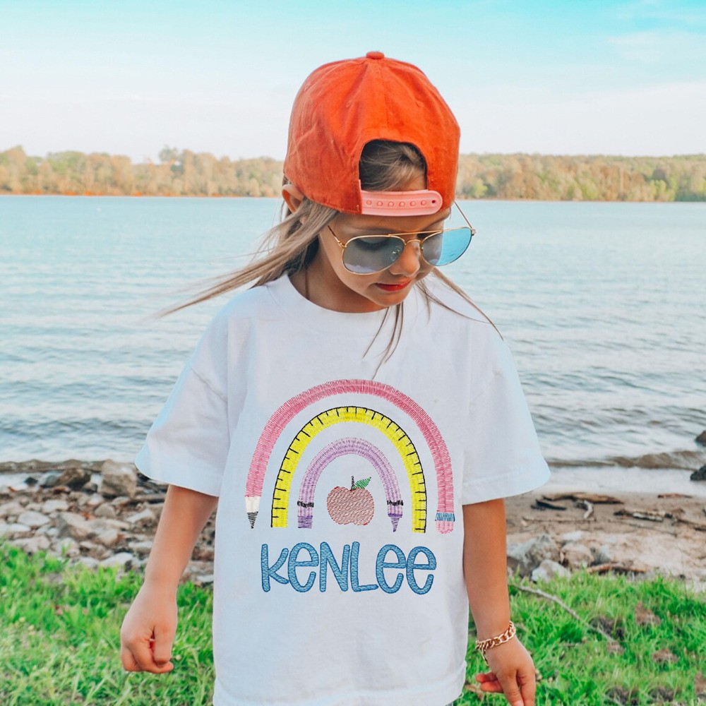 Personalized Embroidered Back to School Shirt First Day of School Shirt For Kids Gift
