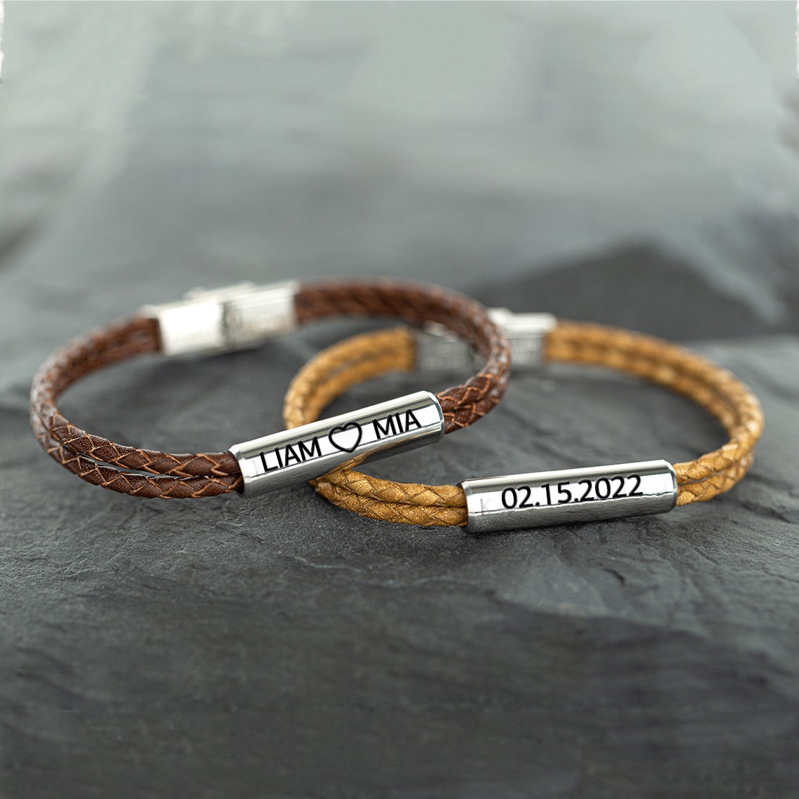 Personalized Couple Bracelet with Custom Text For Valentine's Day Christmas Gift Ideas