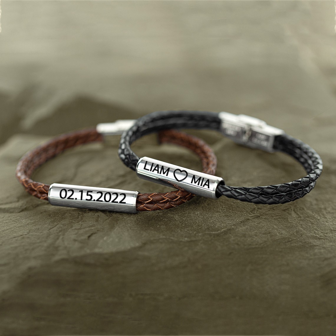 Personalized Couple Bracelet with Custom Text For Valentine's Day Christmas Gift Ideas