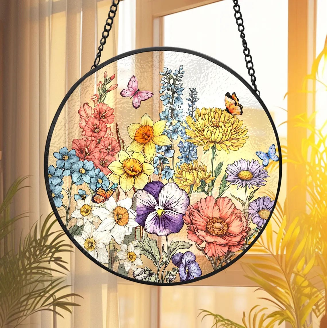 Custom Family Birth Month Flowers Suncatcher For Mom Grandma Mother's Day Gift