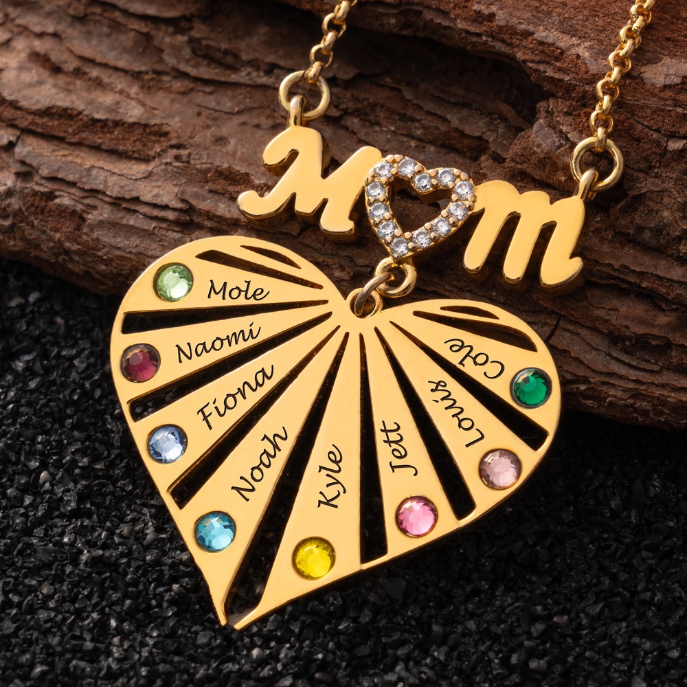 Personalized Mom Name Necklace with Birthstone For Mother's Day Gift
