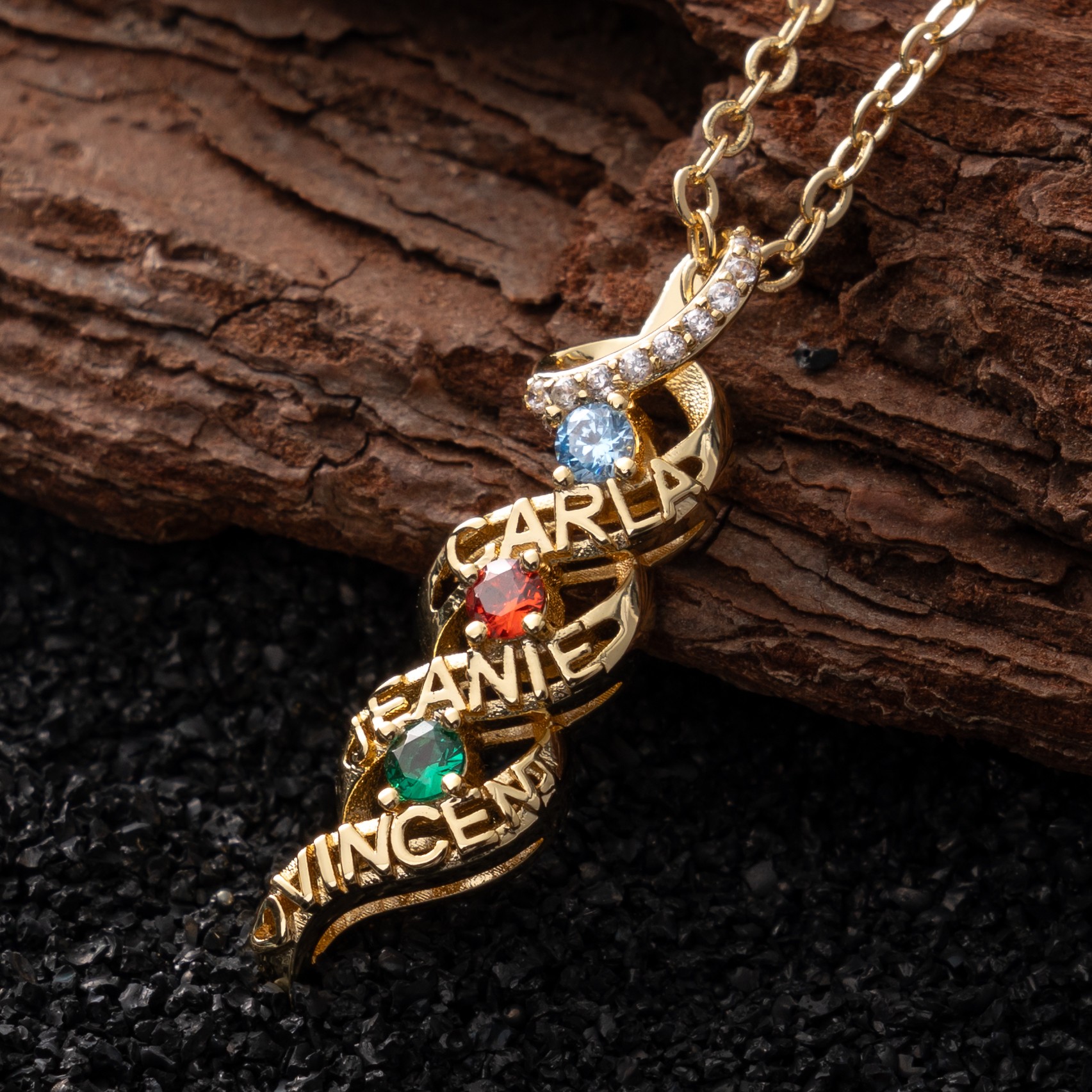Personalized Name Necklace with Birthstone For Mom Grandma Mother's Day Gift