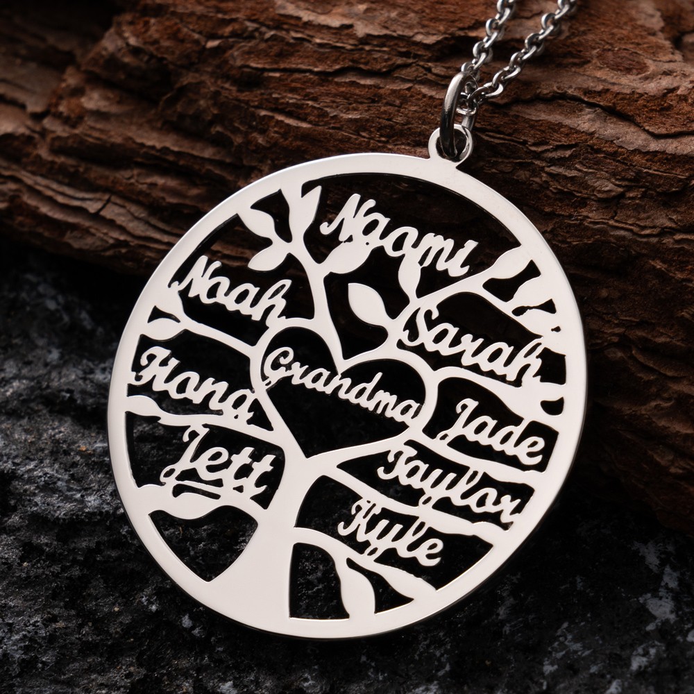 Personalized Grandma Family Tree Necklace with Names Mother's Day Gift