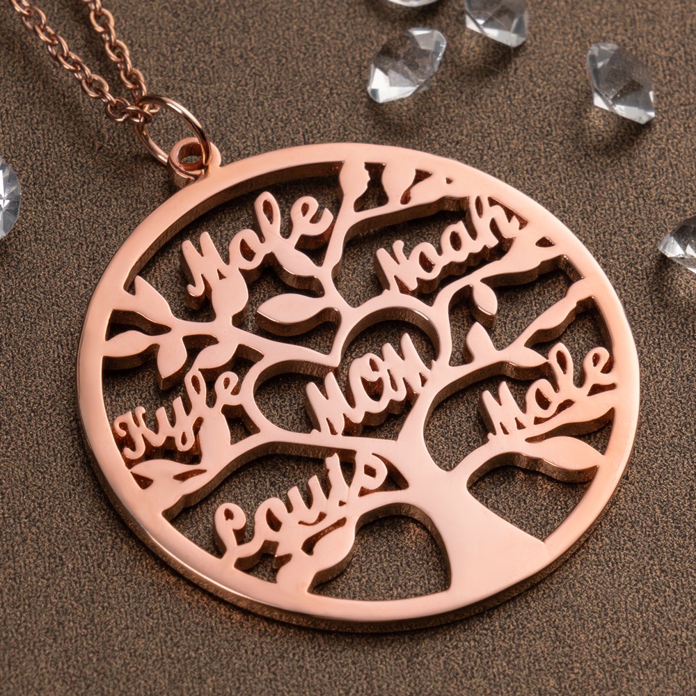 Personalized Mom Family Tree Necklace with Names Mother's Day Gift