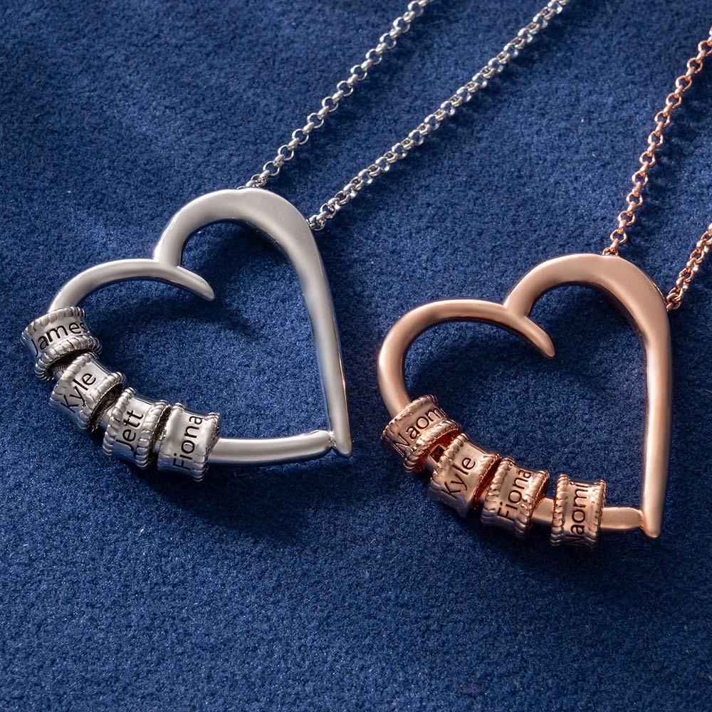 Personalized Heart Mom Necklace with Kids Names For Mother's Day Gift Ideas