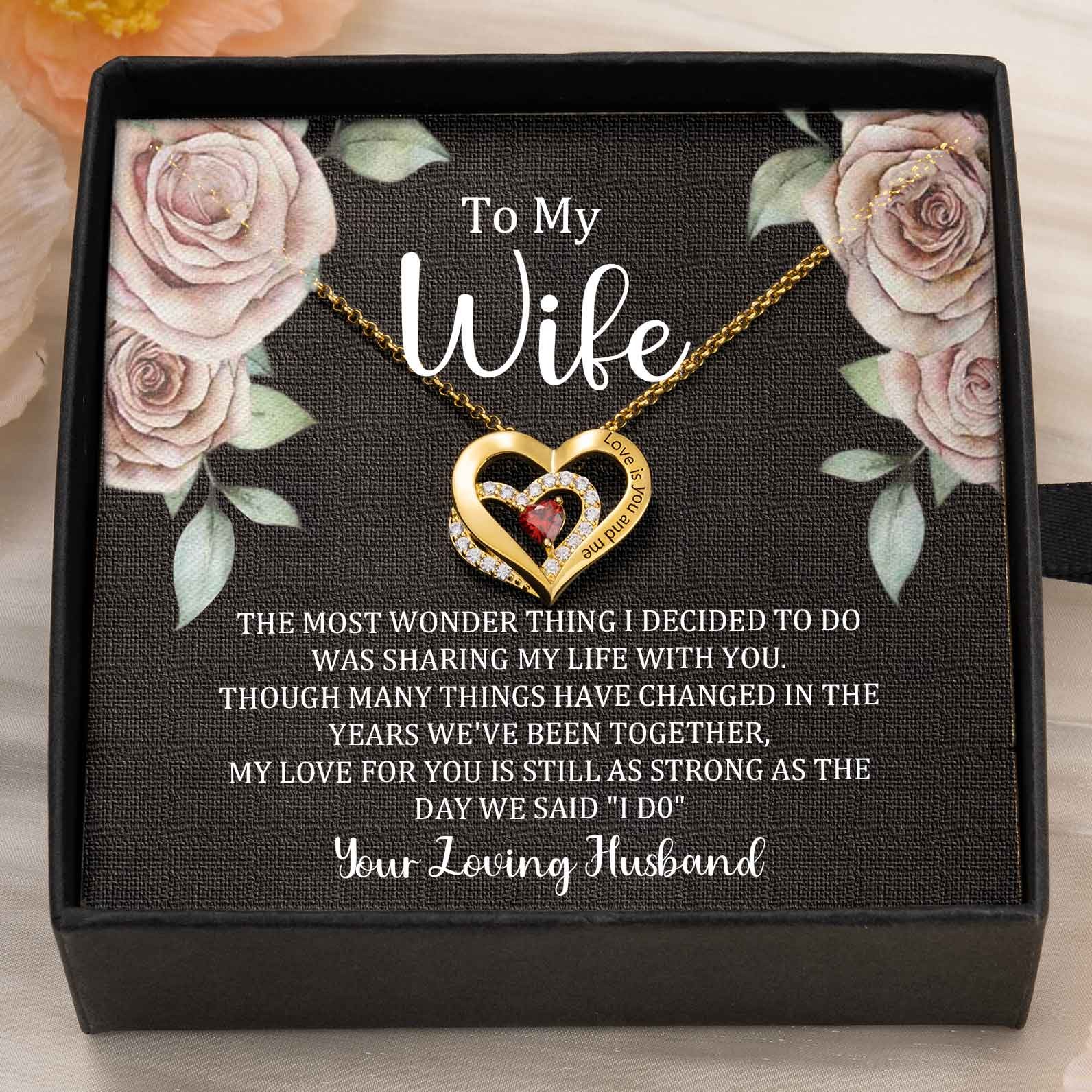 Custom Couple Names Heart Necklace With Birthstones Valentine's Day Gifts