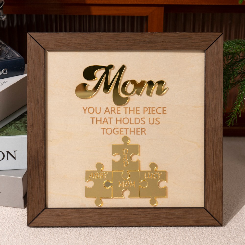 Custom Mom Puzzle Sign with Kids Name Piece For Mother's Day Gift