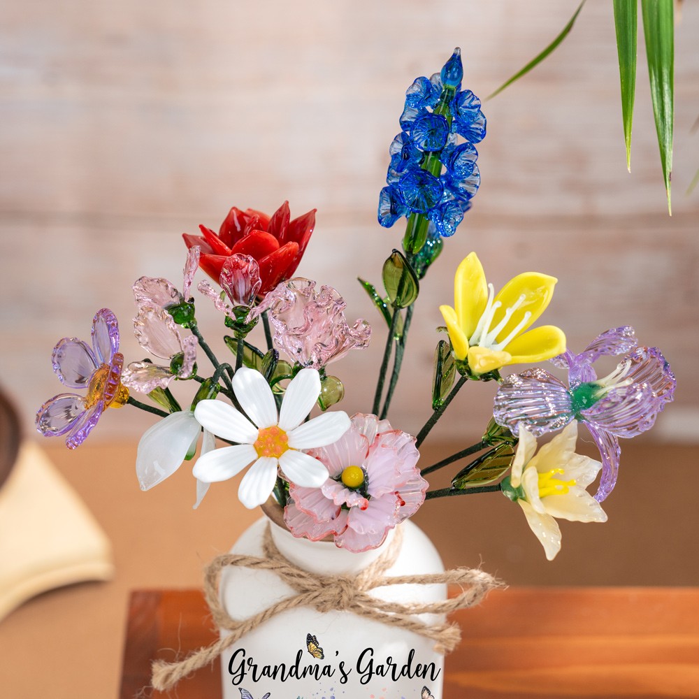 Custom Grandma's Garden Glass Birth Month Flower Jan to Dec Flower Unique Mother's Day Gift