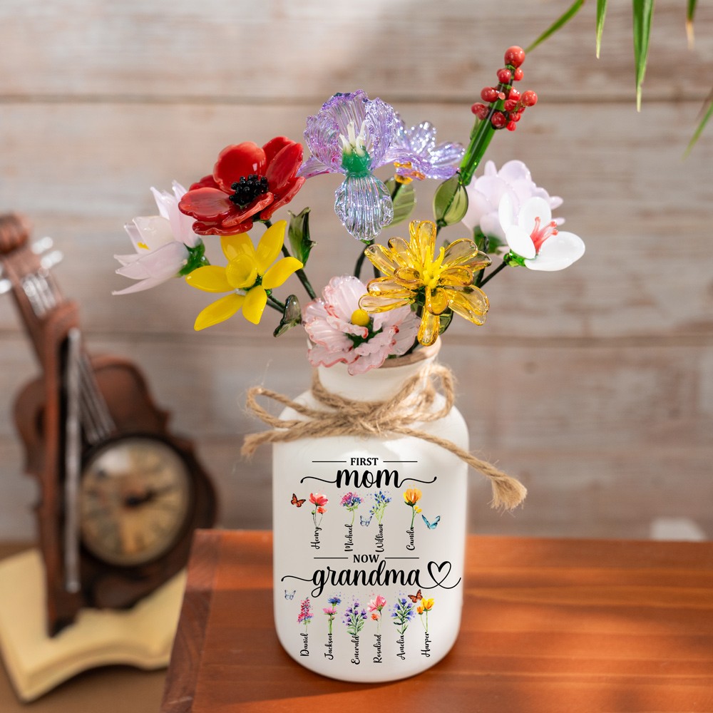 Custom Glass Birth Month Flower Unique Mother's Day Gift For Mom Grandma