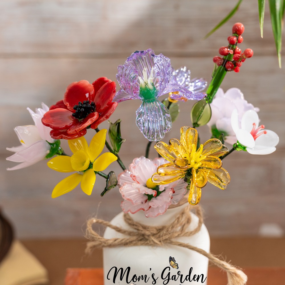 Custom Mom's Garden Glass Birth Month Flower Jan to Dec Flower Unique Mother's Day Gift For Mom Grandma