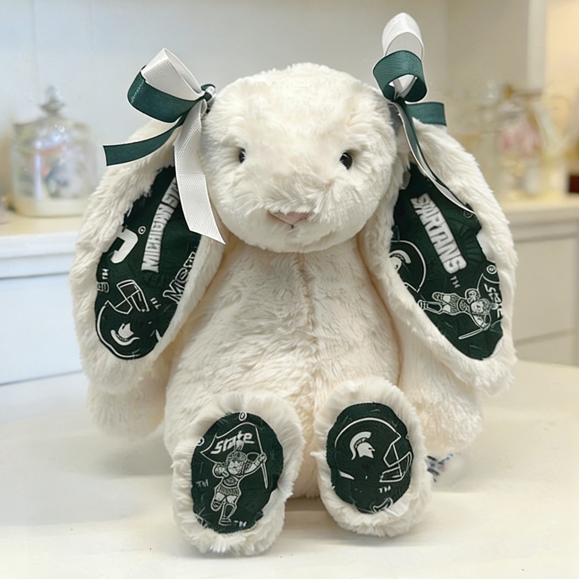 Michigan State University Custom Collegiate Bunny Perfect Gift for Students Grads