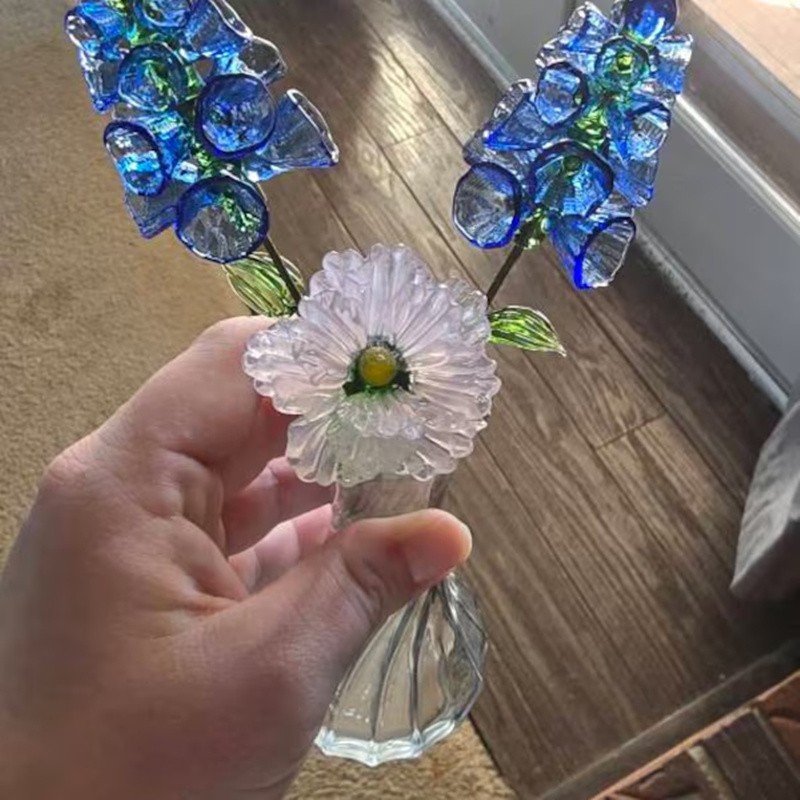 Glass Birth Month Flower Jan to Dec Unique Mother's Day Gift For Mom or Grandma