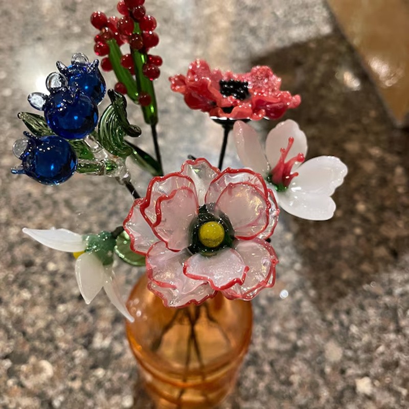 Glass Birth Month Flower Jan to Dec Unique Mother's Day Gift For Mom or Grandma