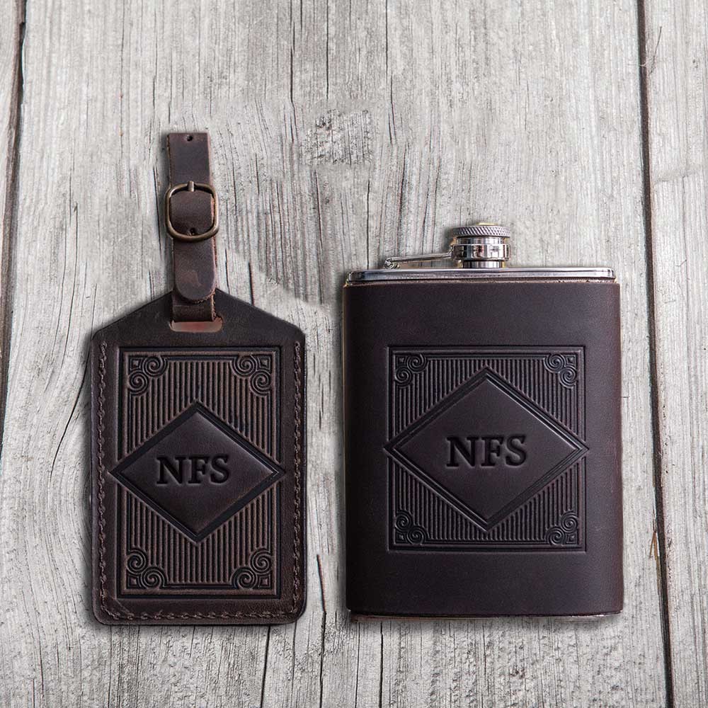 Personalized Leather Luggage Tag with Engraved Name For Travel Gift