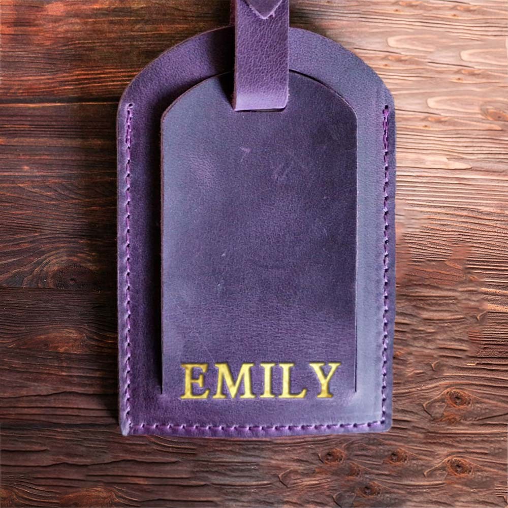 Personalized Leather Luggage Tag with Engraved Name For Travel Gift