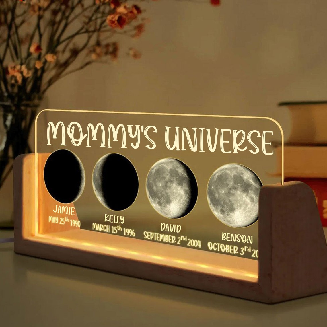 Custom Moon Phase Night Light By Date For Mother's Day Gift The Day You Became Mom