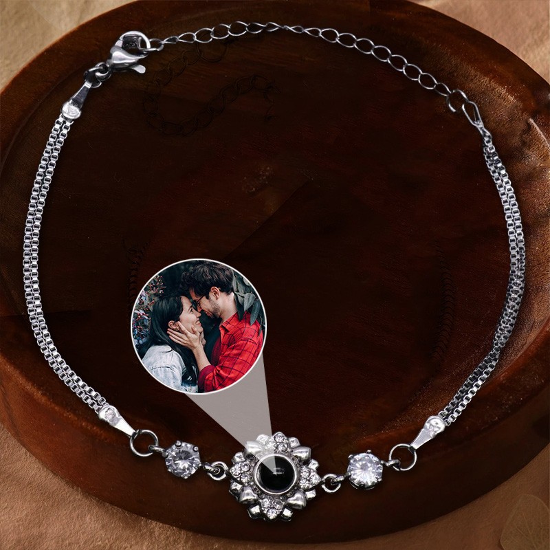Personalized Projection Bracelet With Photo Inside For Couple Valentine's Day Gifts