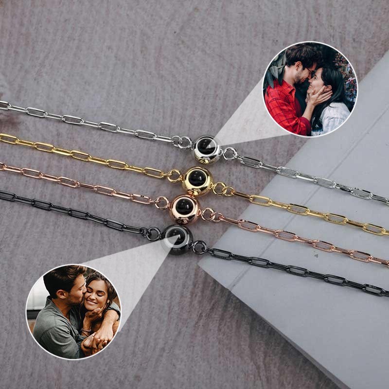 Personalized Projection Bracelet With Photo Inside For Couple Valentine's Day Gifts