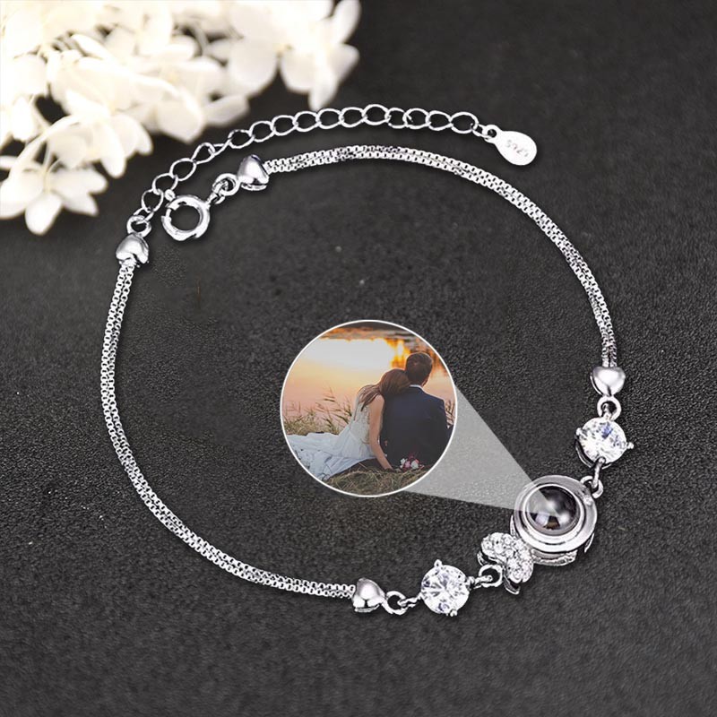 Personalized Projection Bracelet With Photo Inside For Couple Valentine's Day Gifts