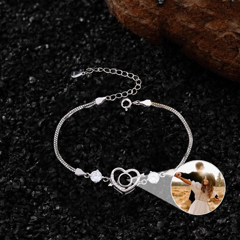 Personalized Projection Bracelet With Photo Inside For Couple Valentine's Day Gifts