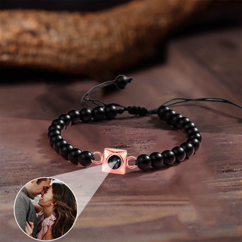 Personalized Projection Bracelet With Photo Inside For Couple Valentine's Day Gifts