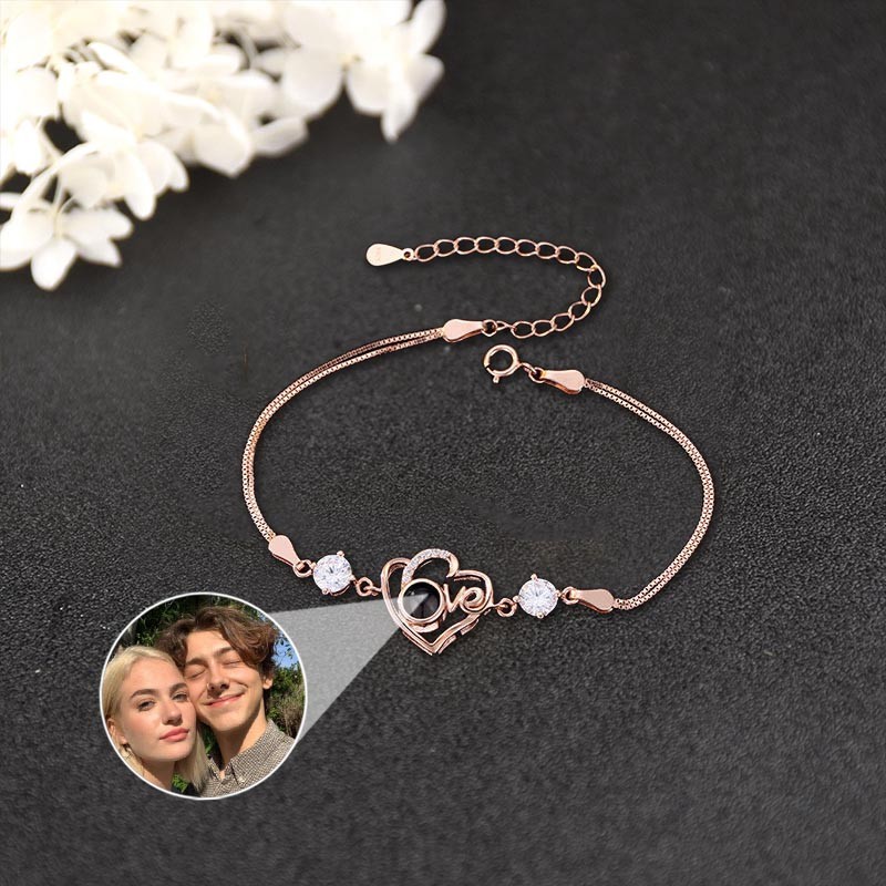 Personalized Projection Bracelet With Photo Inside For Couple Valentine's Day Gifts