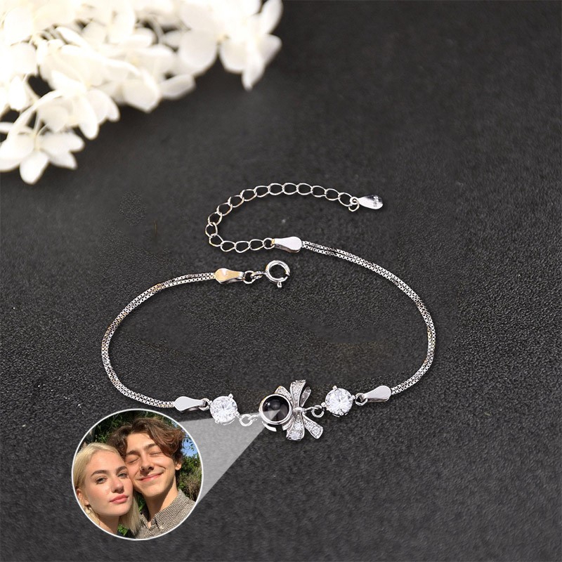 Personalized Projection Bracelet With Photo Inside For Couple Valentine's Day Gifts
