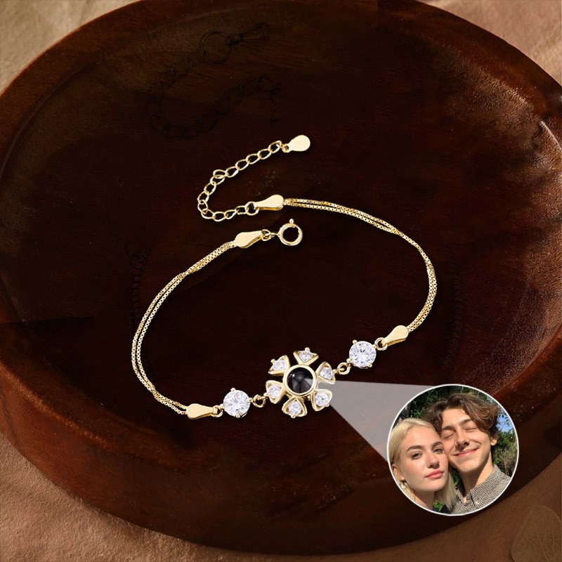 Personalized Projection Bracelet With Photo Inside For Couple Valentine's Day Gifts