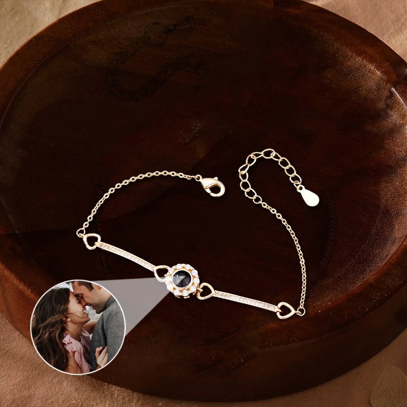Personalized Projection Bracelet With Photo Inside For Couple Valentine's Day Gifts