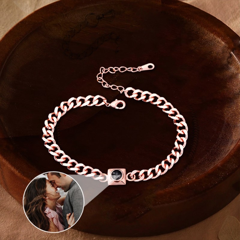 Personalized Projection Bracelet With Photo Inside For Couple Valentine's Day Gifts