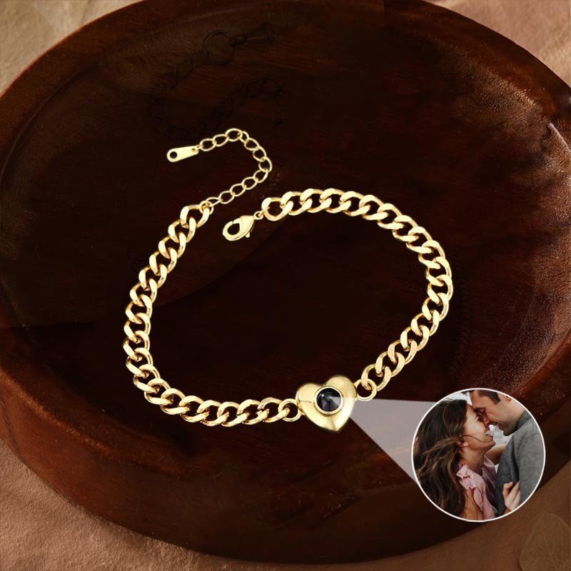 Personalized Projection Bracelet With Photo Inside For Couple Valentine's Day Gifts