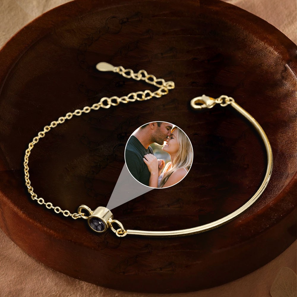 Personalized Projection Bracelet With Photo Inside For Her Valentine's Day Gifts
