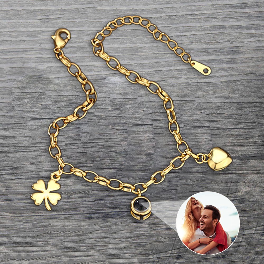 Personalized Projection Bracelet With Photo Inside For Couple Valentine's Day Gifts