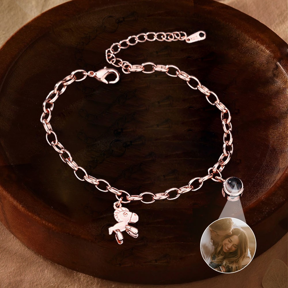 Personalized Projection Bracelet With Photo Inside For Couple Valentine's Day Gifts