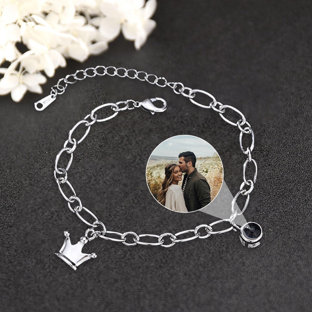 Personalized Projection Bracelet With Photo Inside For Couple Valentine's Day Gifts
