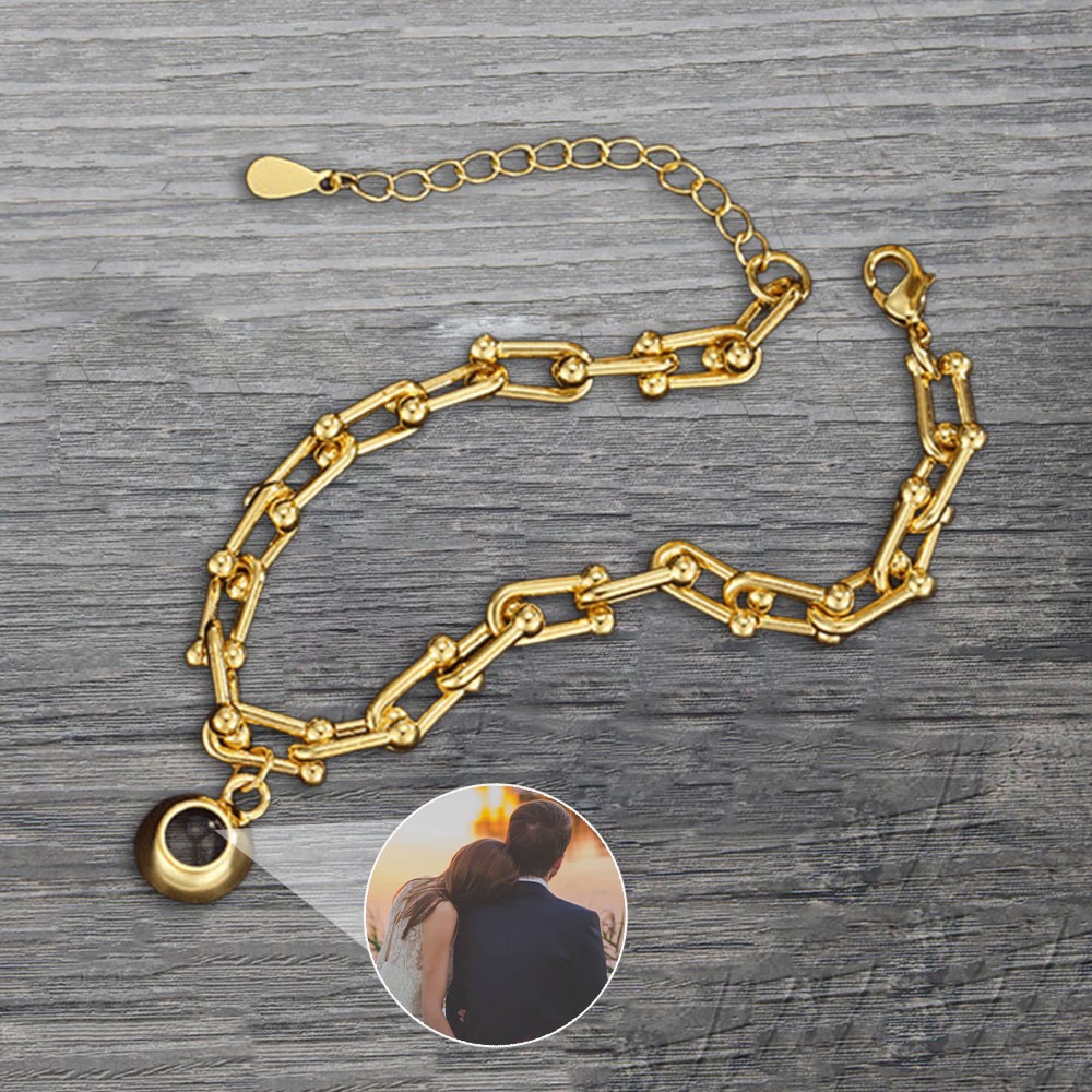 Personalized Projection Bracelet With Photo Inside For Couple Valentine's Day Gifts