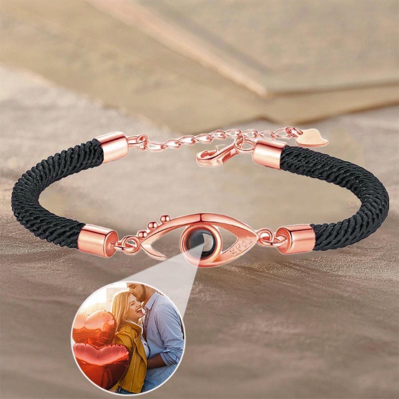 Custom Rope Photo Projection Bracelet With Picture Inside For Couple Valentine's Day Gifts