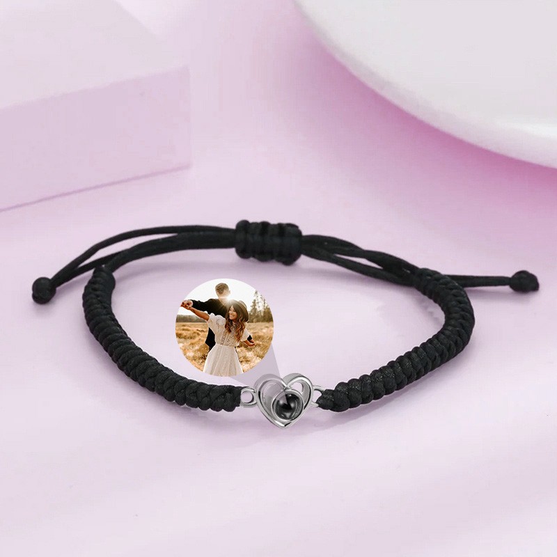 Custom Rope Photo Projection Bracelet With Picture Inside For Couple Valentine's Day Gifts