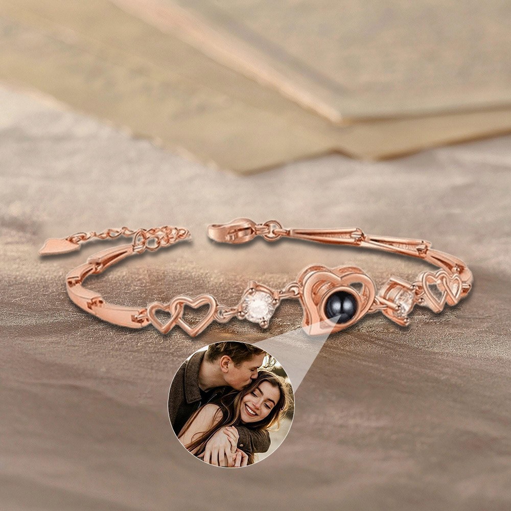 Personalized Projection Bracelet With Photo Inside For Couple Valentine's Day Gifts