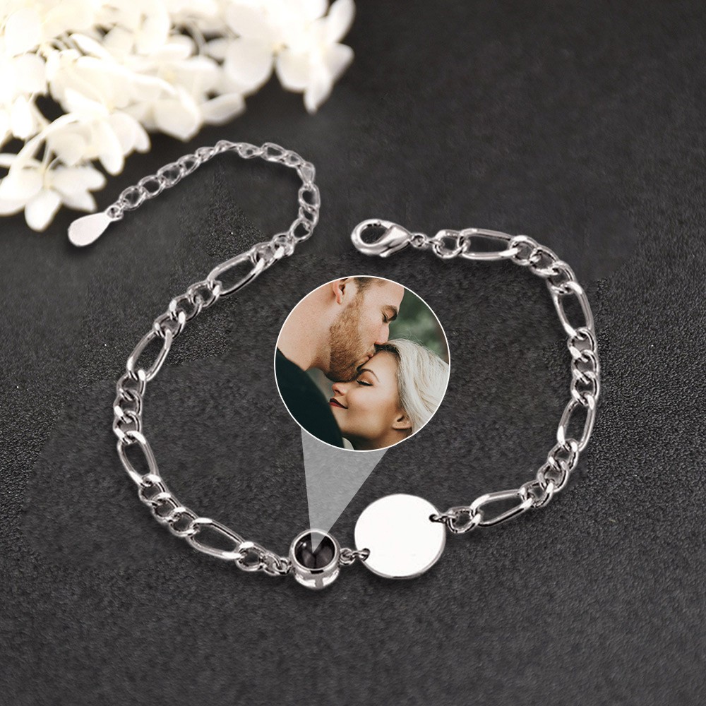 Personalized Projection Bracelet With Photo Inside For Couple Valentine's Day Gifts