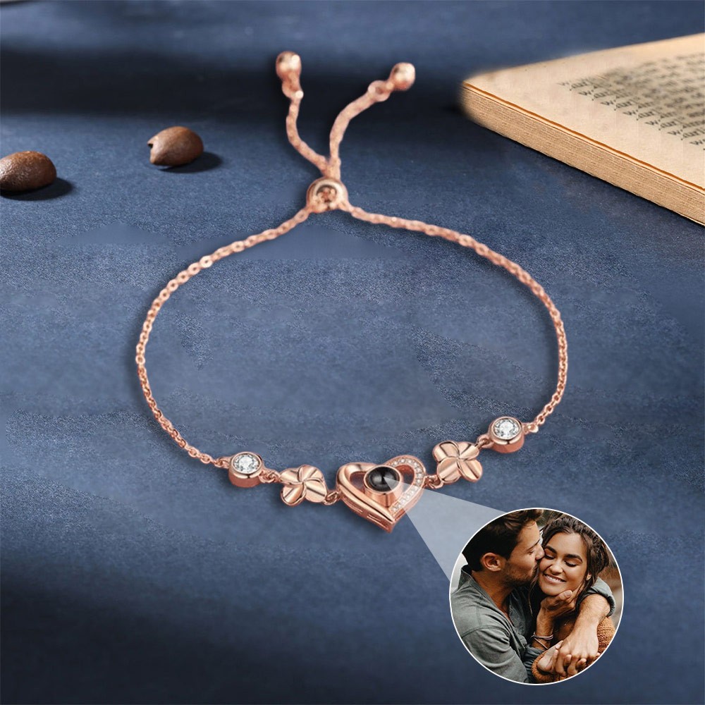 Personalized Projection Bracelet With Photo Inside For Couple Valentine's Day Gifts