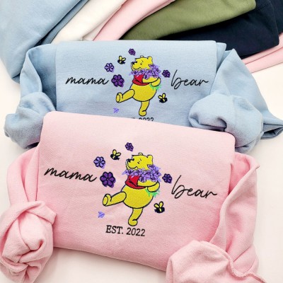 Custom Embroidered Bear Mama Sweatshirt Gift Ideas For Christmas Family Gift