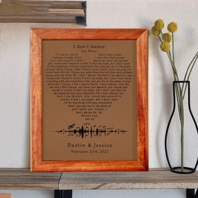 Personalized Leather Wedding Song Lyric Art Anniversary Gift For Wife Couple