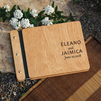 Our Wooden Adventure Book Personalized Leather Photo Album For Valentine's Day Anniversary Gift Ideas